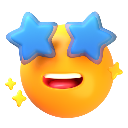 Visage souriant avec des yeux étoilés  3D Icon