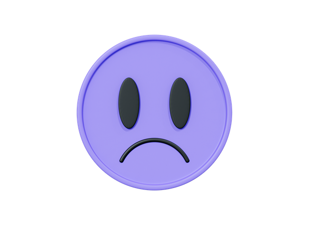 Visage souriant violet triste  3D Icon