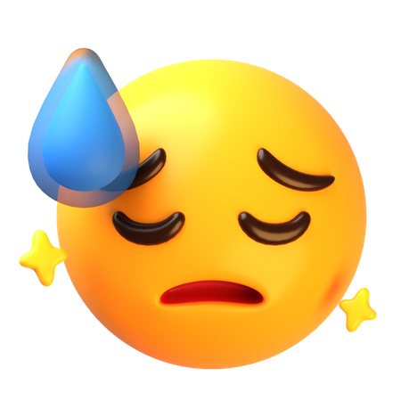 Visage triste avec des sueurs froides  3D Icon