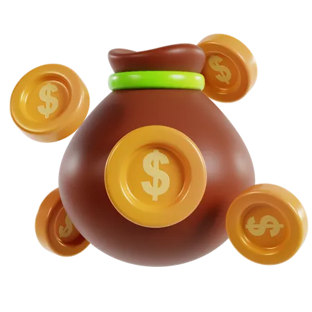 Visualisation de l'accumulation de richesse, sac d'argent  3D Icon