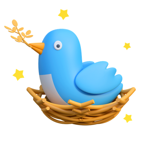 Vogel im Nest  3D Icon