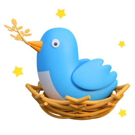 Vogel im Nest  3D Icon