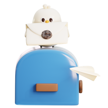 Vogel mit Brief auf Briefkasten  3D Icon