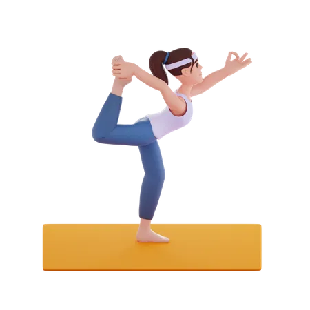 Vogel-Yoga-Pose  3D Illustration