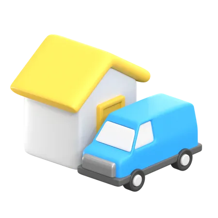 Voiture à la maison  3D Icon