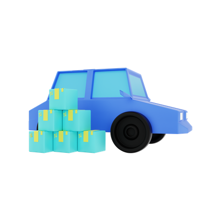 Voiture de livraison de colis  3D Illustration