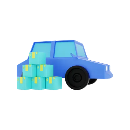 Voiture de livraison de colis  3D Illustration