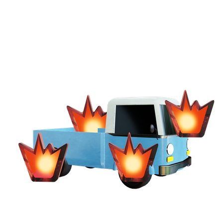 Voiture en feu  3D Icon