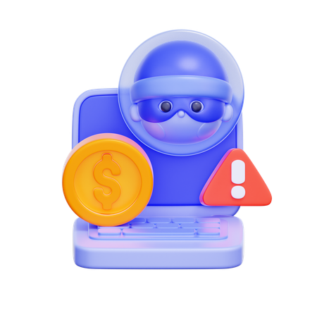 Vol financier en ligne  3D Icon