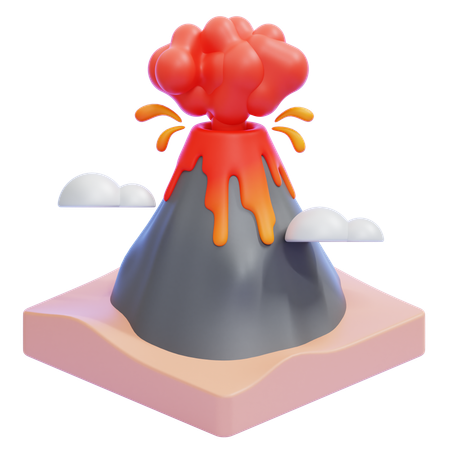 Volcan en éruption avec de la lave  3D Icon