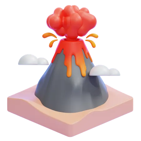 Volcan en éruption avec de la lave  3D Icon