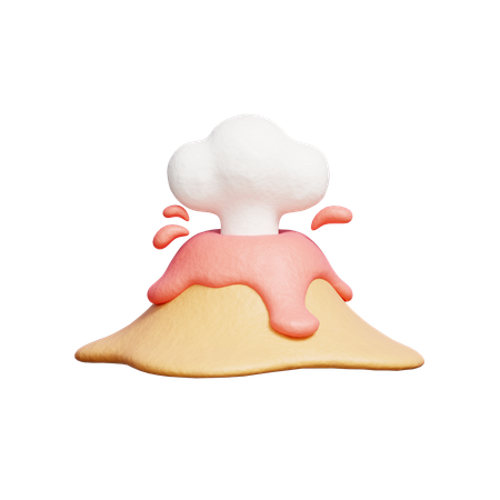 Volcano with lava  3D Icon