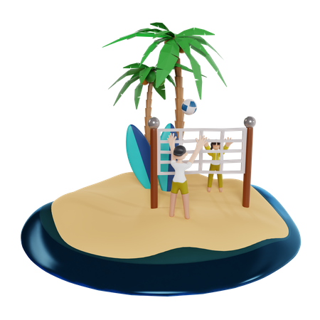 Vôlei de praia  3D Icon