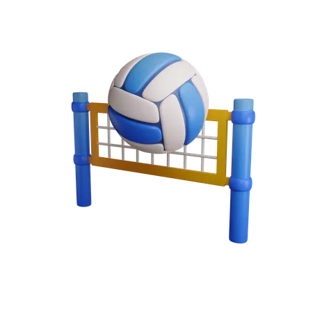 Icono De Renderizado 3 D De Voleibol Red Y Pelota 3D Icon