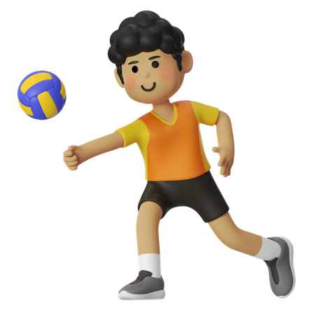 Volleyball Male Player Digging Volleyball  3D Illustration