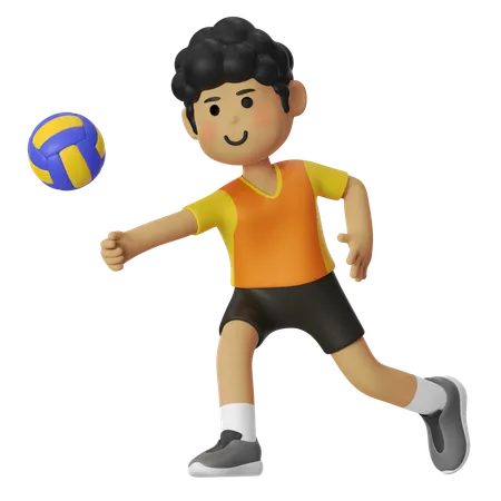 Volleyball Male Player Digging Volleyball  3D Illustration