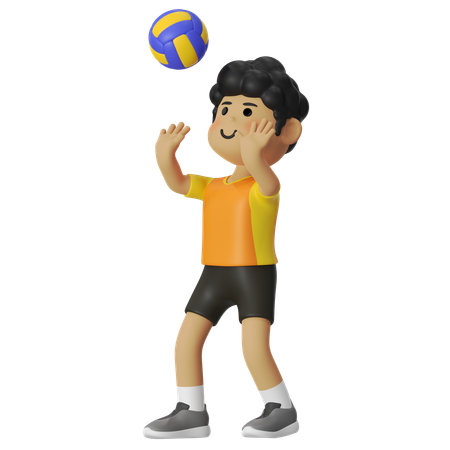Volleyball Male Player Passing Volleyball  3D Illustration
