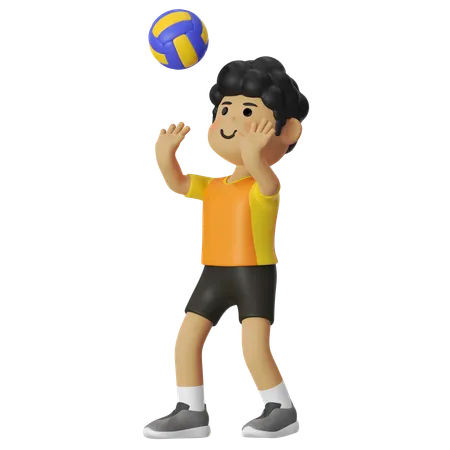 Volleyball Male Player Passing Volleyball  3D Illustration