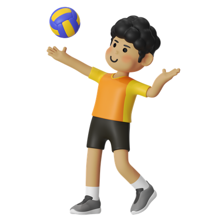 Volleyball Male Player Serving Volleyball  3D Illustration