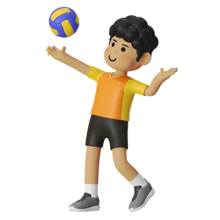 Volleyball Male Player Serving Volleyball  3D Illustration