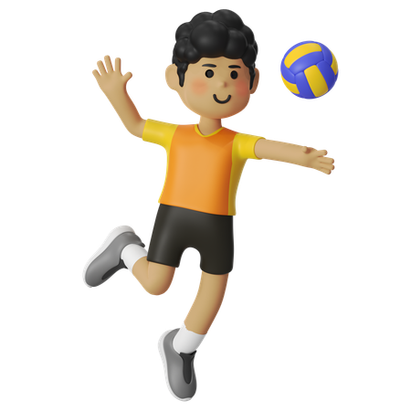 Volleyball Male Player Smashing Volley Ball  3D Illustration