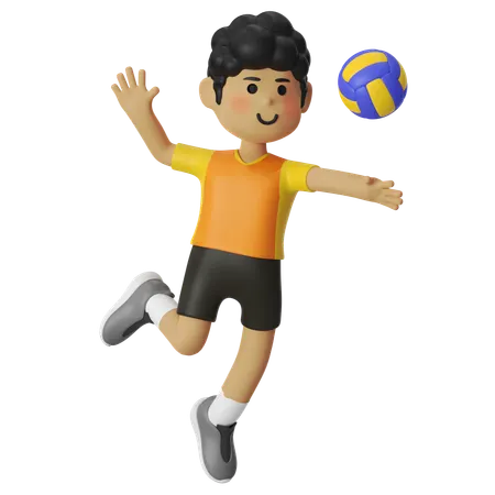 Volleyball Male Player Smashing Volley Ball  3D Illustration