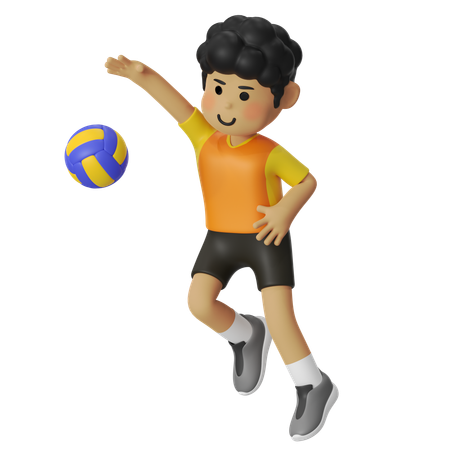 Volleyball Male Player Spike Volleyball  3D Illustration