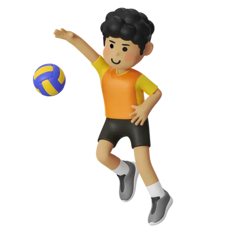 Volleyball Male Player Spike Volleyball  3D Illustration
