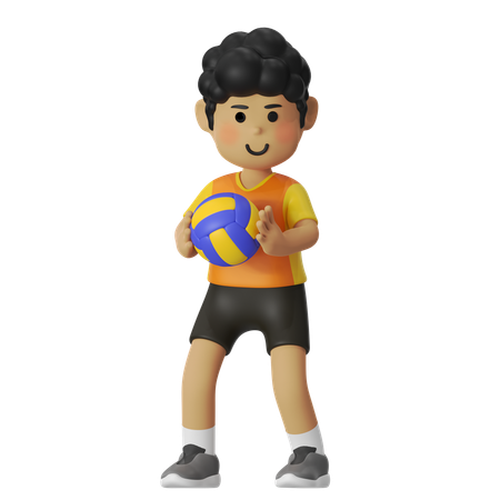 Volleyball Male Player Steadying Volleyball  3D Icon