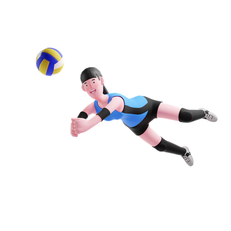Volleyball player diving  3D Icon