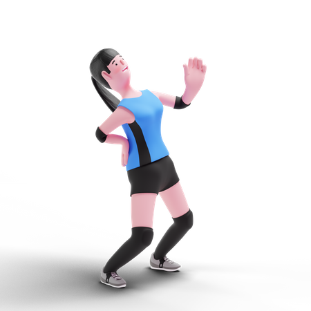 Volleyball player feeling back pain 3D Illustration