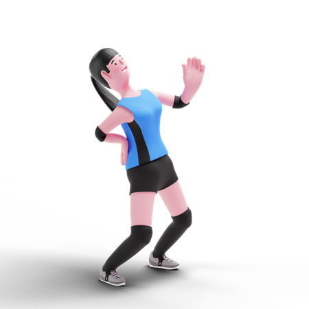 Volleyball player feeling back pain  3D Icon