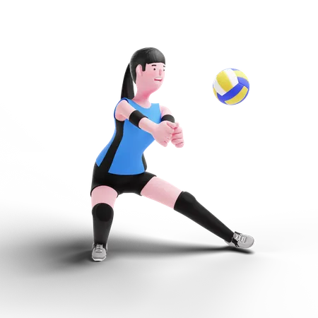 Volleyball player getting ready for match 3D Illustration