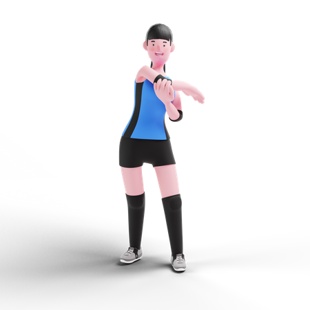Volleyball player getting ready to play match 3D Illustration
