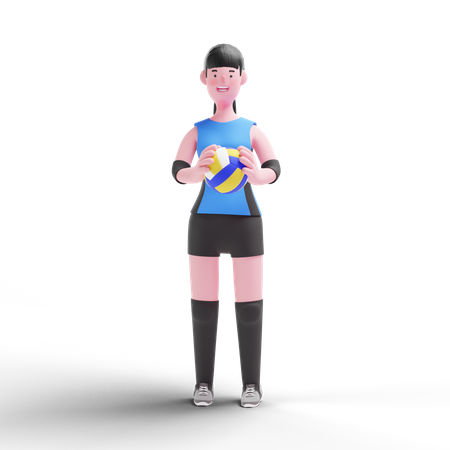 Volleyball player holding ball 3D Illustration
