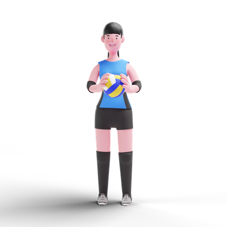 Volleyball player holding ball  3D Icon
