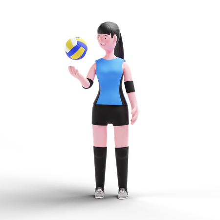 Volleyball player holding ball  3D Icon