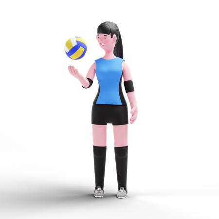 Volleyball player holding ball  3D Illustration