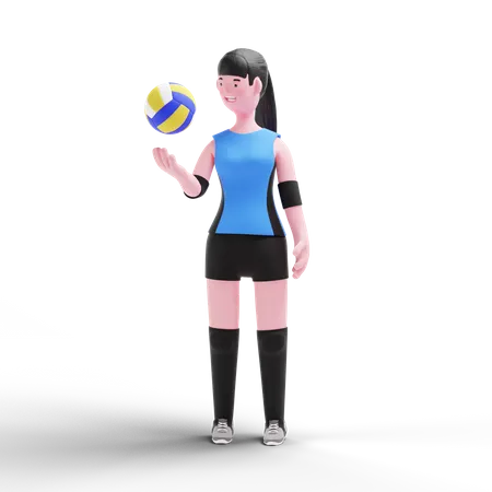 Volleyball player holding ball  3D Illustration