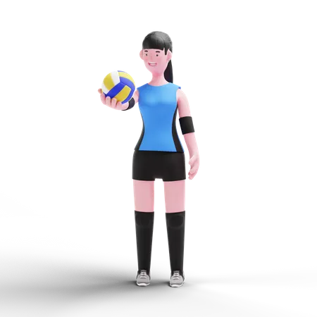 Volleyball player holding ball in hand 3D Illustration