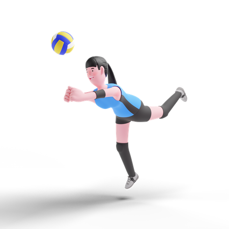 Volleyball player playing in match  3D Illustration