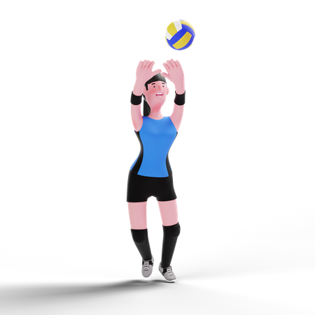 Volleyball player playing with volleyball  3D Illustration