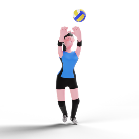 Volleyball player playing with volleyball 3D Illustration