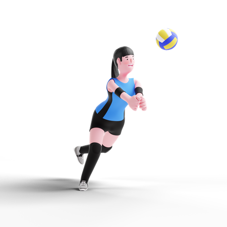 Volleyball player practicing for match 3D Illustration