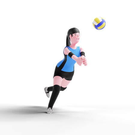 Volleyball player practicing for match  3D Icon