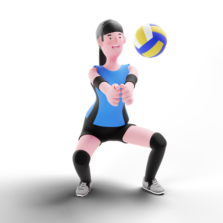 Volleyball player practicing with ball  3D Icon
