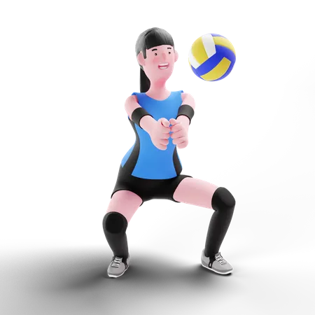 Volleyball player practicing with ball  3D Illustration