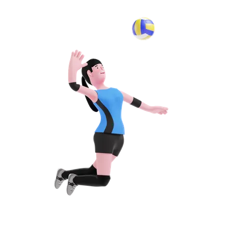 Volleyball player smashing ball 3D Illustration