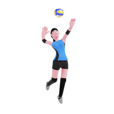 Volleyball player smashing ball 3D Illustration