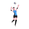 3ds of volleyball player smashing